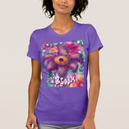 Whimsical Floral Abstract Art Teal Personalized  T Shirt