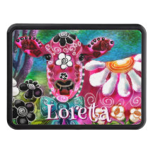 Whimsical Floral Cow Pink Teal Black Personalized
