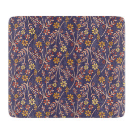 Whimsical Floral Design with Vines on Purple Back