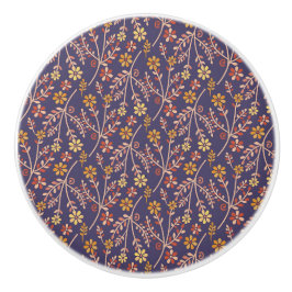 Whimsical Floral Design with Vines on Purple Back Knopp