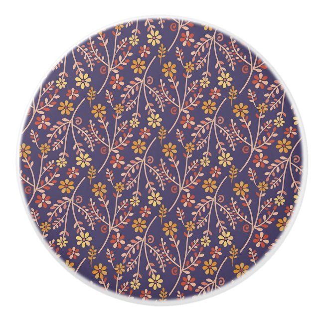 Whimsical Floral Design with Vines on Purple Back Knopp (Framsidan)