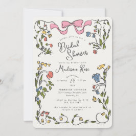 Whimsical Floral Doodle Bridal Shower Invite Inbjudningar