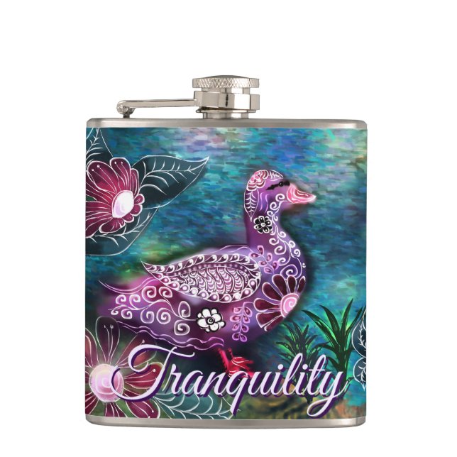 Whimsical Floral Duck Purple Teal Personalized Fickplunta (Framsidan)
