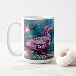 Whimsical Floral Duck Purple Teal Personalized Kaffemugg