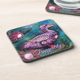 Whimsical Floral Duck Purple Teal Personalized Underlägg