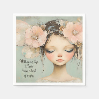 Whimsical Floral Fairy Butterfly Wings Custom Pappersservett