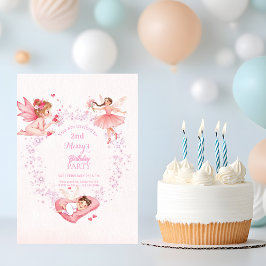 Whimsical Floral Fairy Kids Birthday Inbjudningar