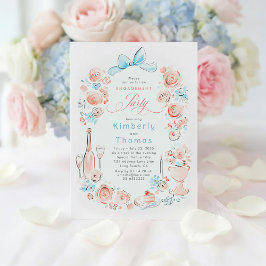 Whimsical Floral Hand Drawn Bow Engagement Party Inbjudningar