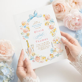 Whimsical Floral Hand Drawn Bow Rehearsal Dinner Inbjudningar