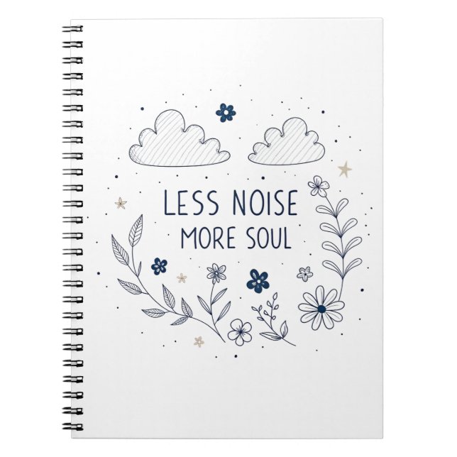 Whimsical Floral Soul Quote Line Art Anteckningsbok (Framsidan)