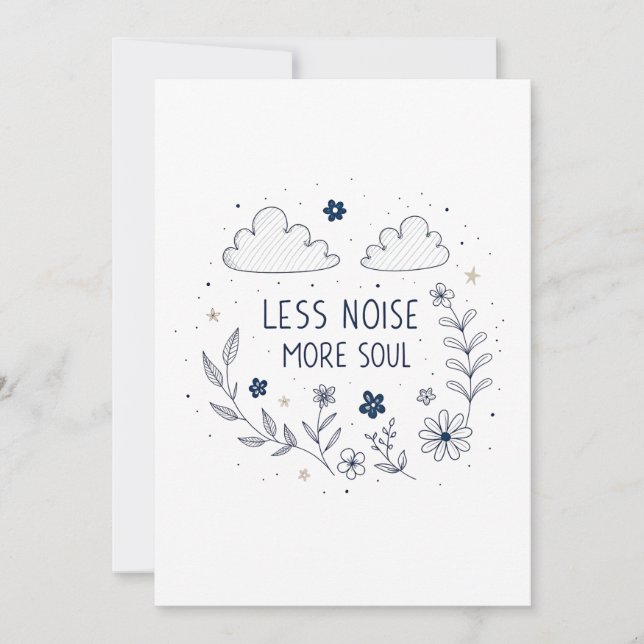 Whimsical Floral Soul Quote Line Art Julkort (Framsida)