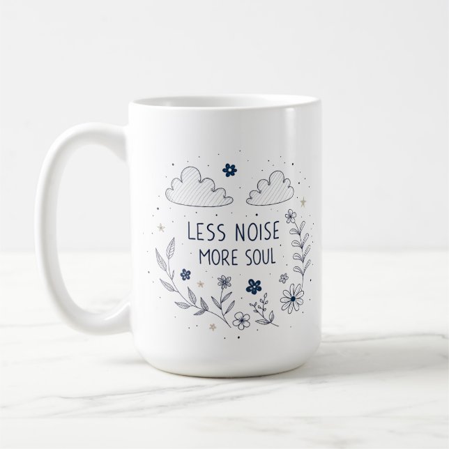 Whimsical Floral Soul Quote Line Art Kaffemugg (Vänster)