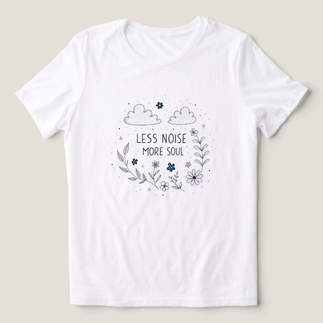Whimsical Floral Soul Quote Line Art T Shirt (Design Framsida)