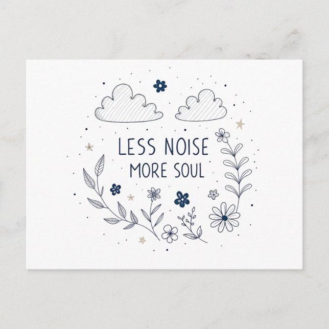 Whimsical Floral Soul Quote Line Art Vykort (Framsida)