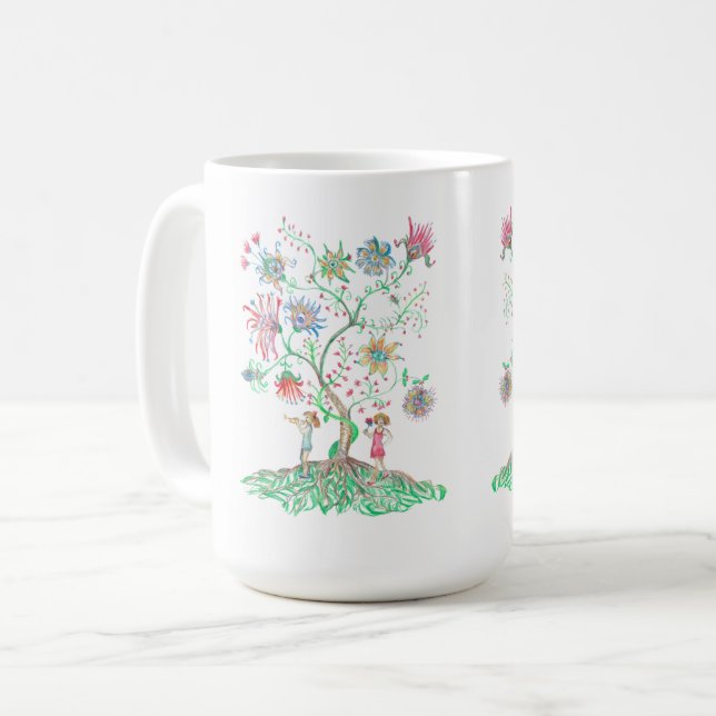 Whimsical Floral Tree  Kaffemugg (Framsida vänster)