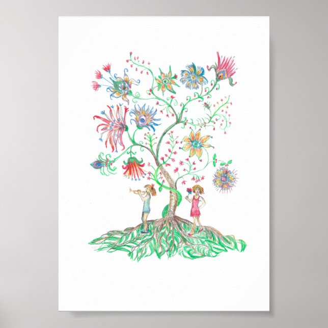 Whimsical Floral Tree  Poster (Framsidan)