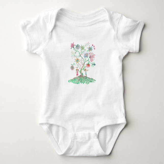 Whimsical Floral Tree  T Shirt (Framsida)