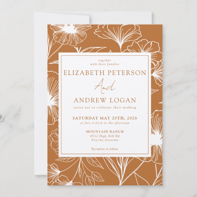 Whimsical Floral Wedding Inbjudningar (Framsida)