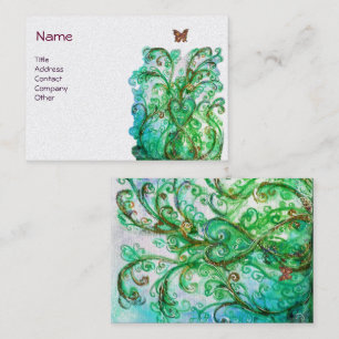WHIMSICAL FLOURISHES bright blue grönt pearl Visitkort