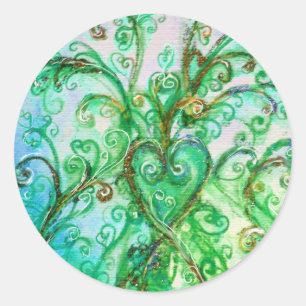 WHIMSICAL FLOURISHES bright blue grönt white Runt Klistermärke