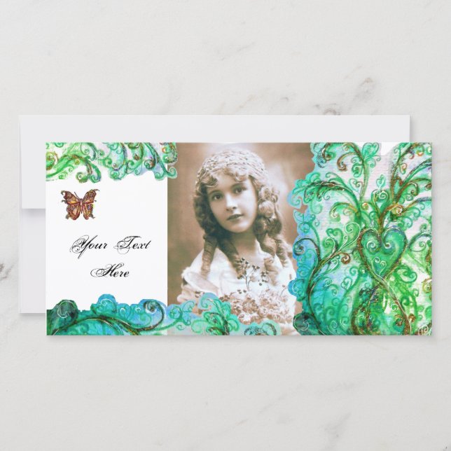 WHIMSICAL FLOURISHES bright blue white grönt (Framsida)