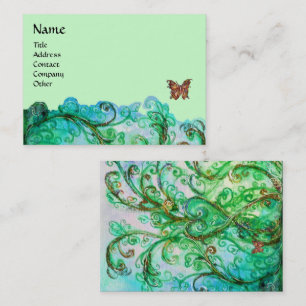 WHIMSICAL FLOURISHES bright grönt blue Visitkort