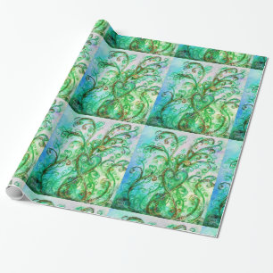 WHIMSICAL FLOURISHES bright grönt blue white Presentpapper