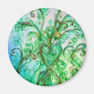 WHIMSICAL FLOURISHES bright grönt gult blue Magnet