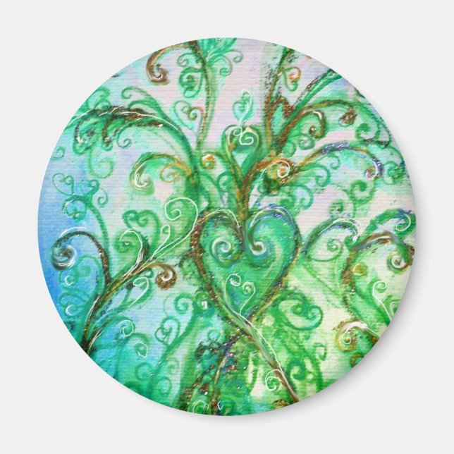 WHIMSICAL FLOURISHES bright grönt gult blue Magnet (Framsidan)