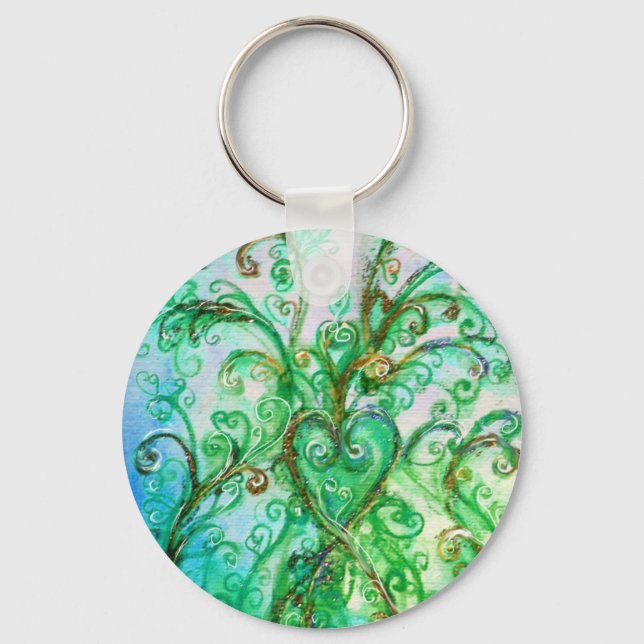 WHIMSICAL FLOURISHES bright grönt gult blue Nyckelring (Framsida)