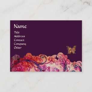 WHIMSICAL FLOURISHES bright Red, rosa lila blue Visitkort