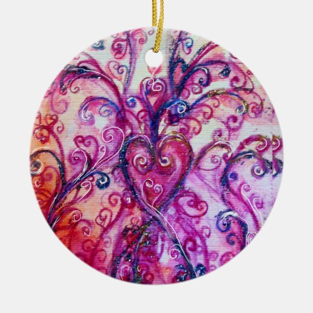 WHIMSICAL FLOURISHES bright rosa blue grönt Julgransprydnad Keramik (Framsidan)