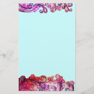 WHIMSICAL FLOURISHES bright rosa Red lila blue Brevpapper