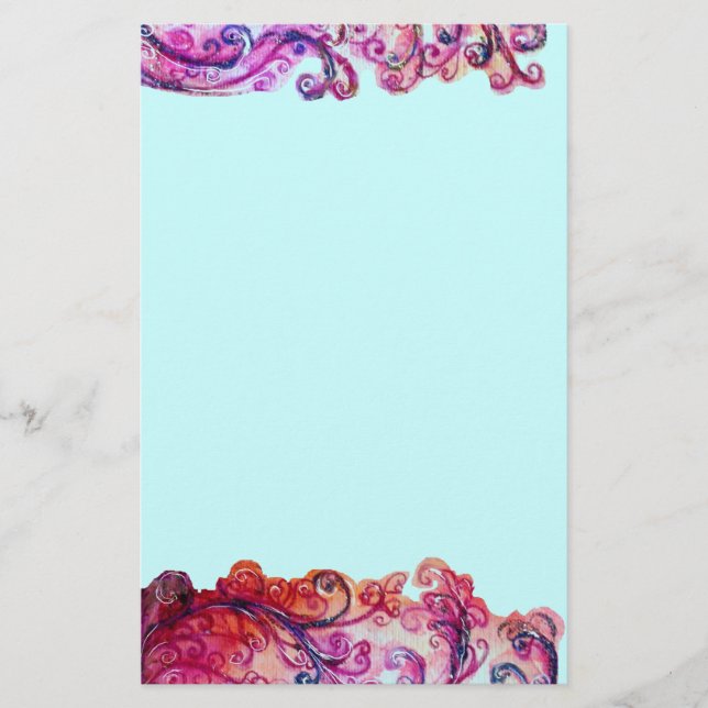 WHIMSICAL FLOURISHES bright rosa Red lila blue Brevpapper (Framsida)