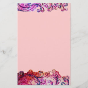 WHIMSICAL FLOURISHES bright rosa Red lila Brevpapper