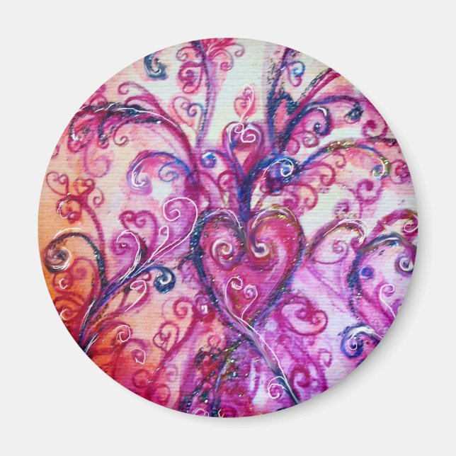 WHIMSICAL FLOURISHES bright rosa white lila Magnet (Framsidan)