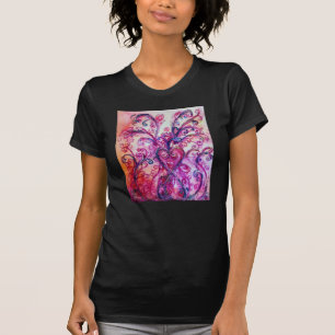 WHIMSICAL FLOURISHES bright rosa white lila T-shirt