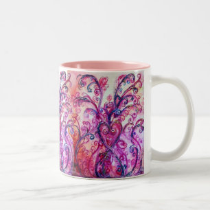 WHIMSICAL FLOURISHES bright rosa white lila Två-Tonad Mugg