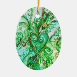 WHIMSICAL FLOURISHES HEART bright rosa blue grönt Julgransprydnad Keramik
