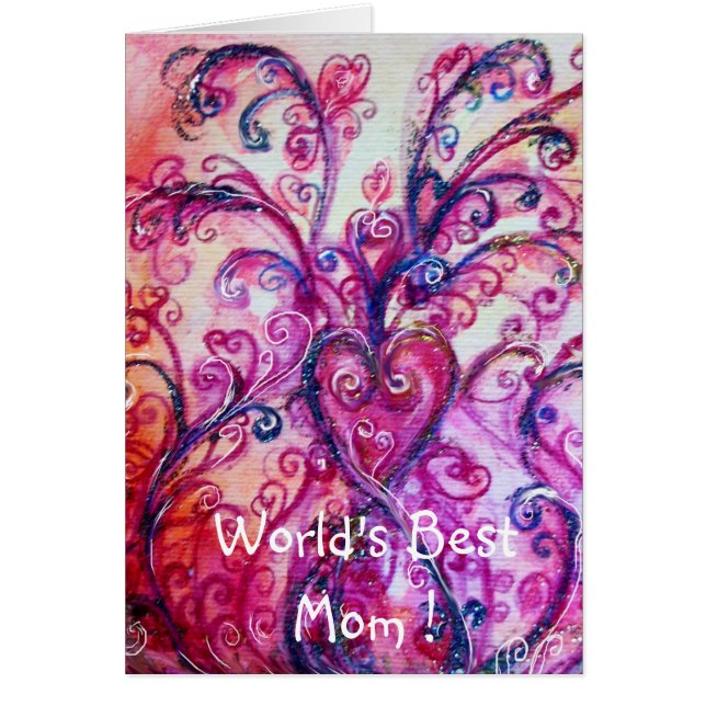 WHIMSICAL FLOURISHES HEART / World's Best Mamma Hälsningskort (Framsidan)
