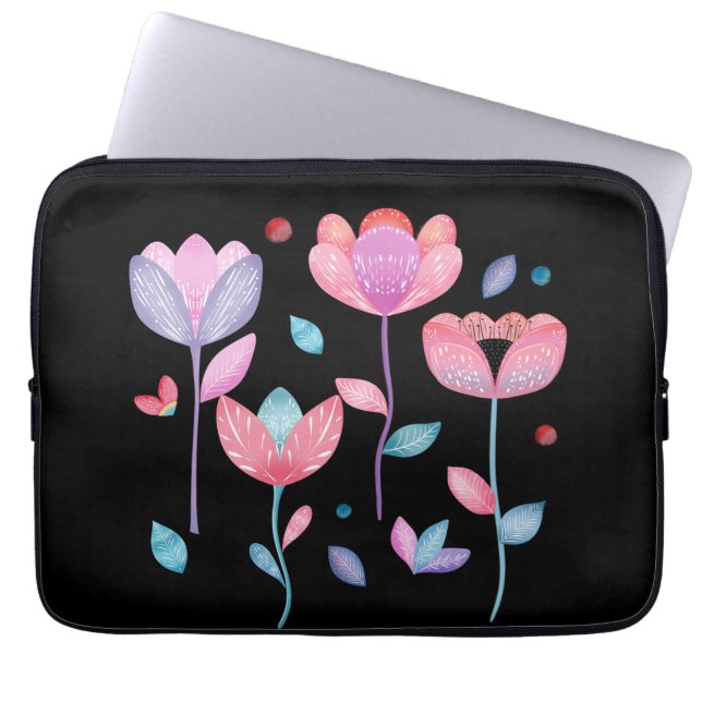 Whimsical Flowers  Laptop Fodral (Framsidan)