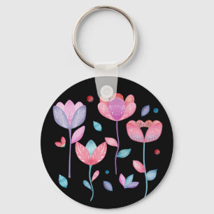 Whimsical Flowers Nyckelring