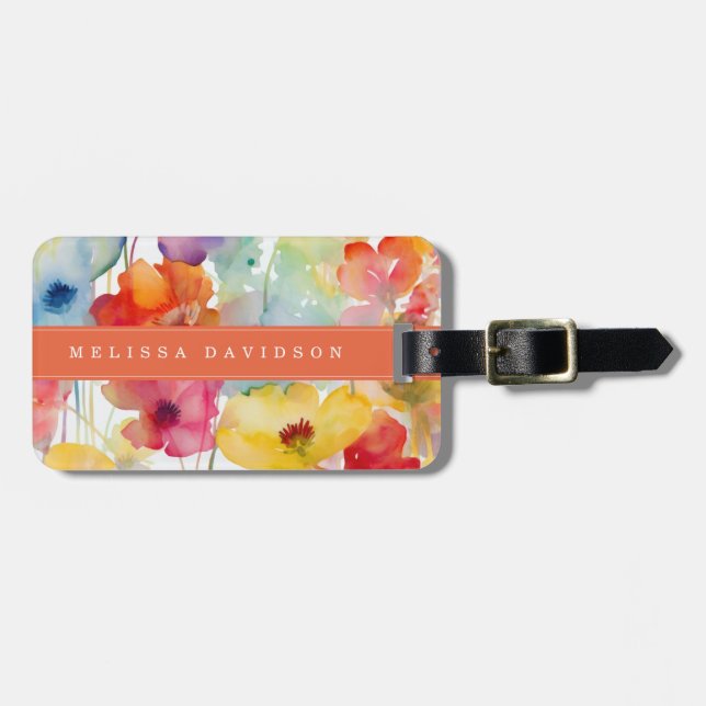 Whimsical Flowers Resväskemärke Bagagebricka (Horisontell Framsida)