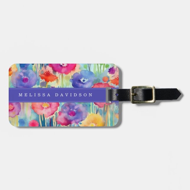 Whimsical Flowers Resväskemärke Bagagebricka (Horisontell Framsida)