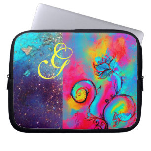 WHIMSICAL FLOWERS rosa gult lila, blått Laptop Fodral