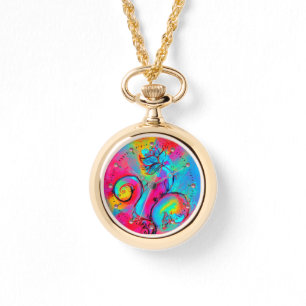 WHIMSICAL FLOWERS teblue rosa gult Armbandsur