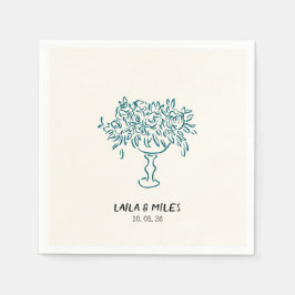 Whimsical flowers wedding hand drawn pappersservett