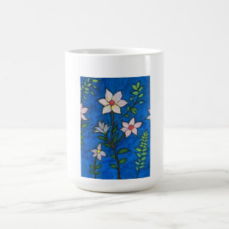Whimsical Flowers with Blue Background  Kaffemugg