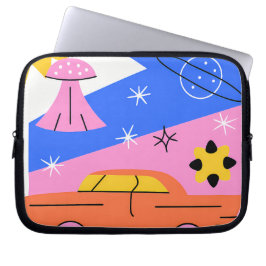Whimsical Flying Car Dreamscape Illustration Laptop Fodral