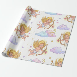 Whimsical Flying Cupids in Blue Sky Fantasy Presentpapper